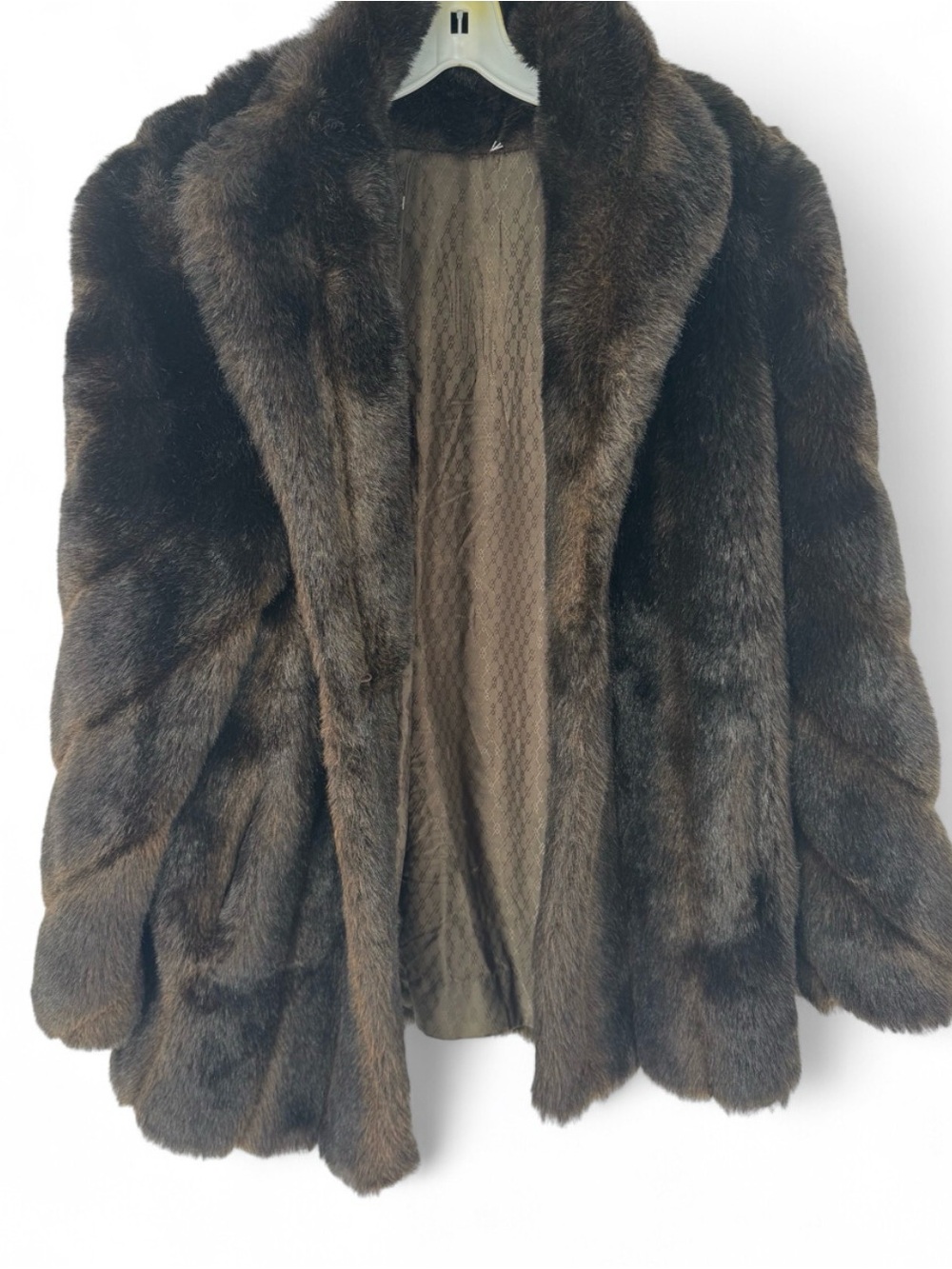 Vintage Brown Faux Fur Coat - Women's Luxurious Outerwear